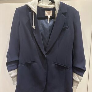 Cinq à Sept Navy Blazer with Gray Insert- Khloe jacket